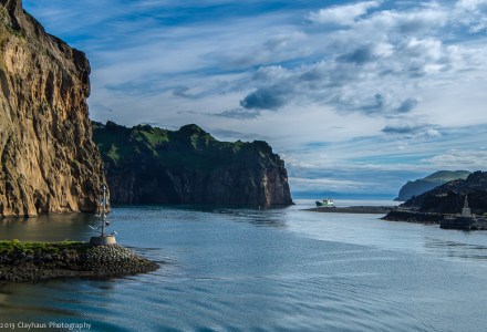 Passing into Heimaey harbor