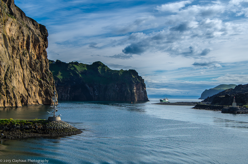 Passing into Heimaey harbor